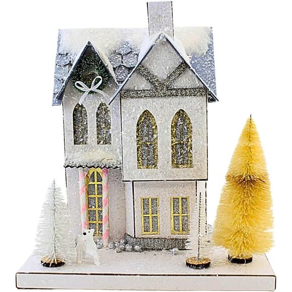Holiday Village House Cody Foster Large 11" Putz Blue Mill Dog Sisal Trees - Picture 2 of 12